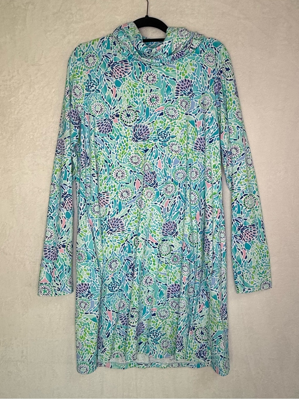 Lilly Pulitzer Upf 50 Lilshield Blue Ibiza Open Water Chilly Allover Dress XL